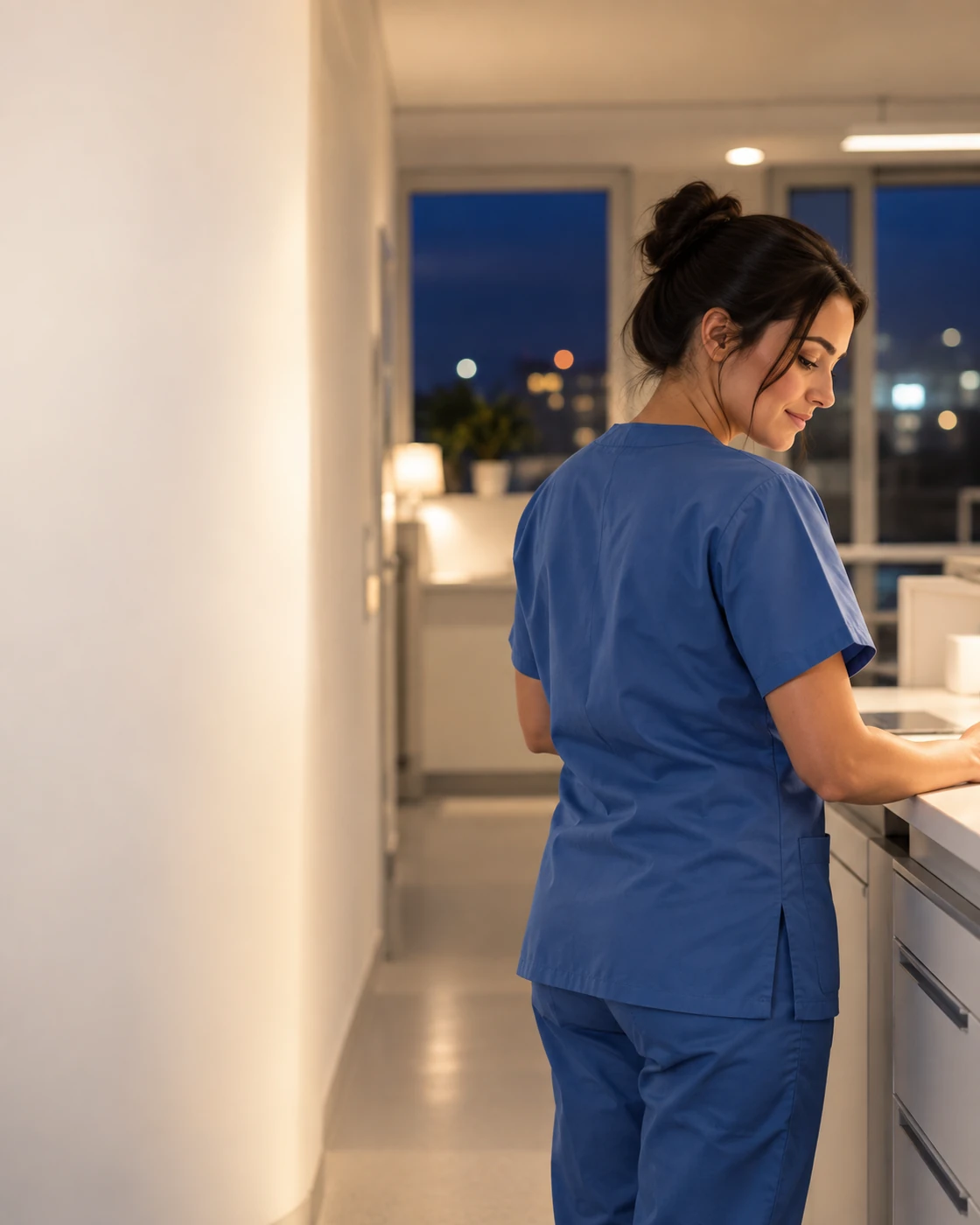 Pflegekraft im Nachtdienst am Stützpunkt